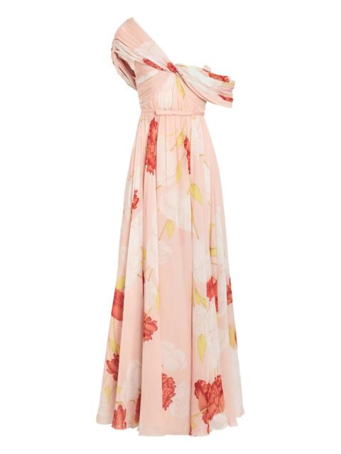 One-Shoulder floral-print maxi dress