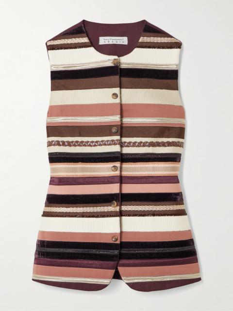 Sadu Bead-embellished Striped Wool-blend Vest