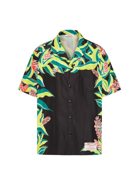 Volcano-print short-sleeve shirt