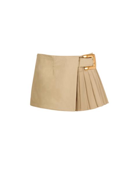 Short gabardine skirt with belt detail