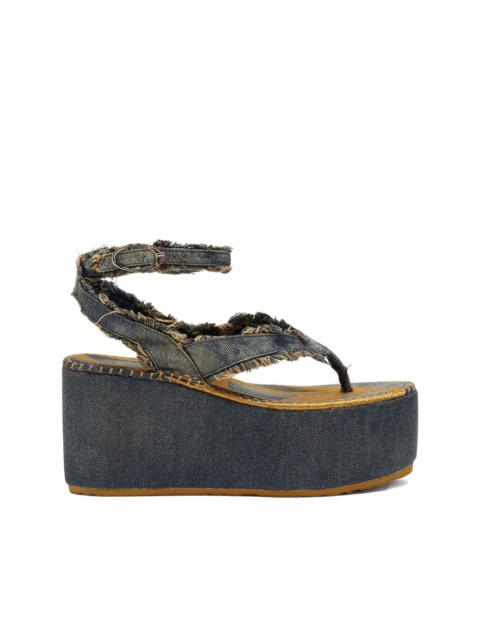 frayed-edge platform sandals
