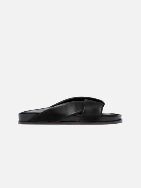 FOLDED SLIDE IN BLACK NAPPA