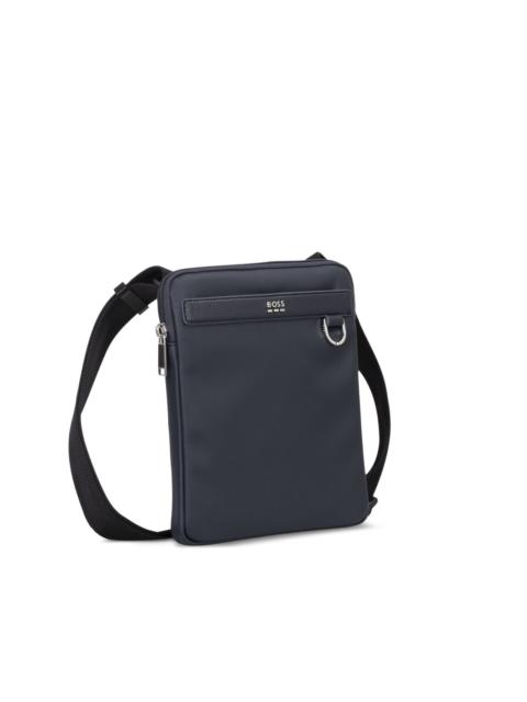 textured zip-fastening messenger bag