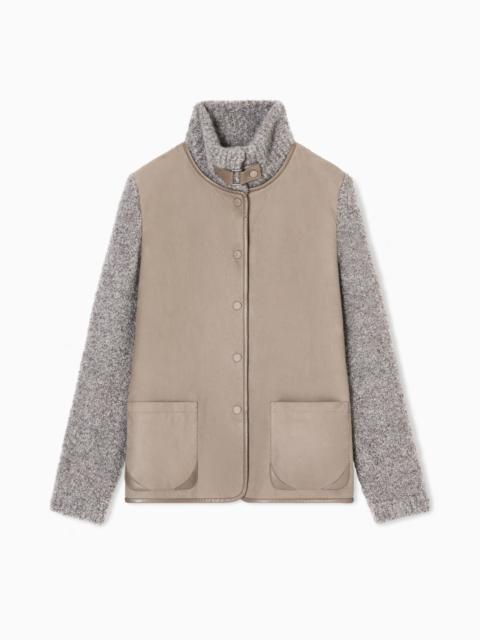 JACKET IN CALFSKIN AND CASHMERE AND SILK BOUCLÉ