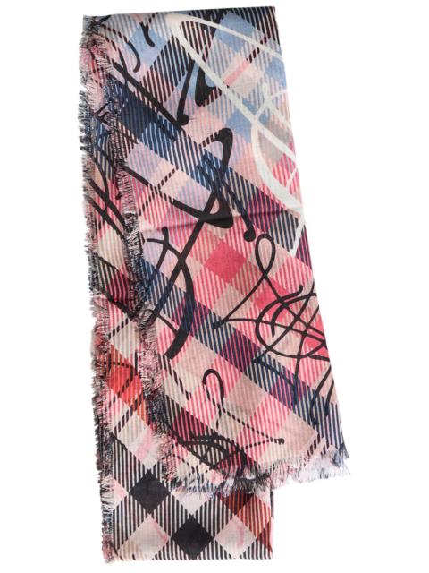 Vivienne Westwood Tartan Logo-monogrammed Wool Scarf