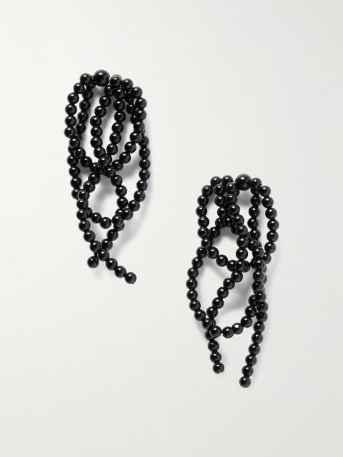 Recycled Silver Onyx Beaded Earrings