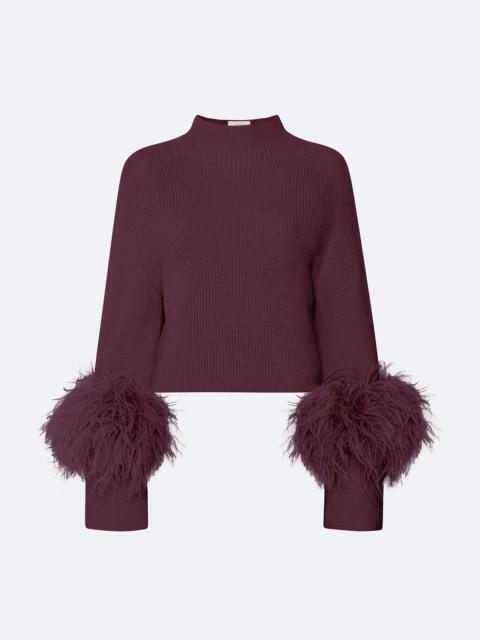 Merino Mock Neck Sweater With Feathers