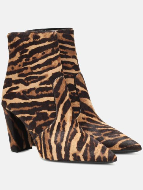 Leopard-print calf hair ankle boots
