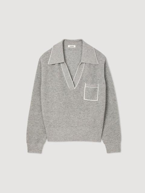 OPEN POLO-COLLAR NECK SWEATER