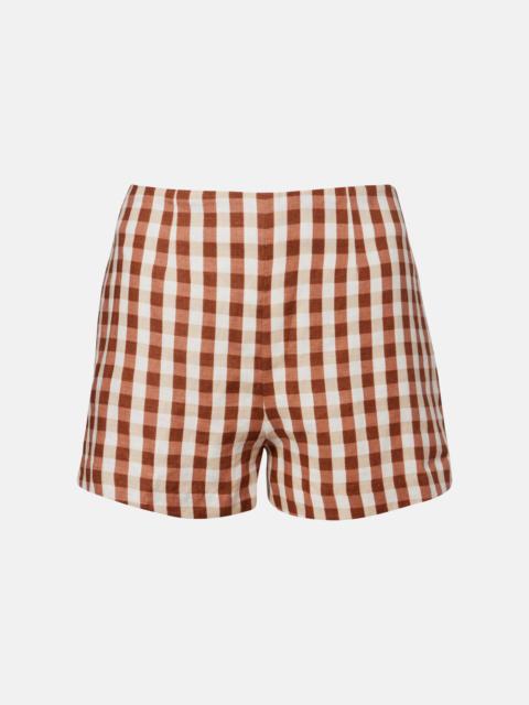 Lila gingham linen shorts