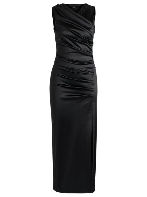 LONG-LENGTH HIGH-SHINE DRESS WITH WRAP EFFECT