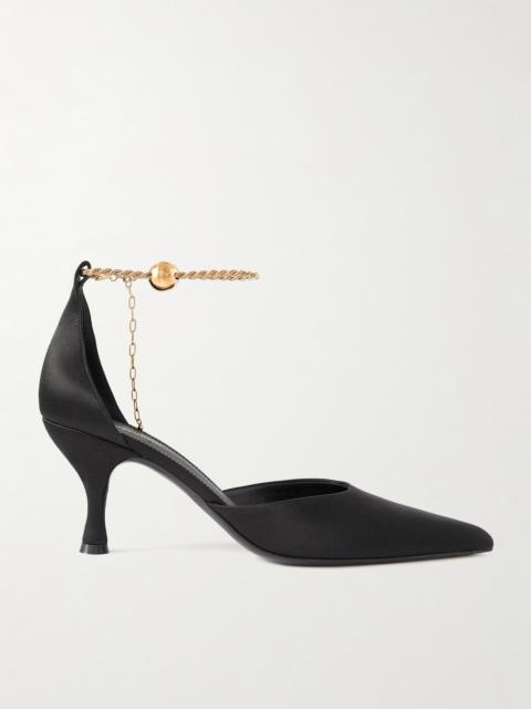 Dana Chain-embellished Satin Pumps