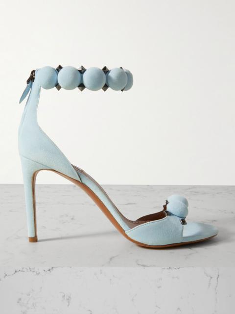 La Bombe 90 embellished studded suede sandals Light blue