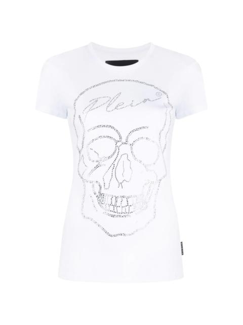 skull motif rhinestone-embellished T-shirt