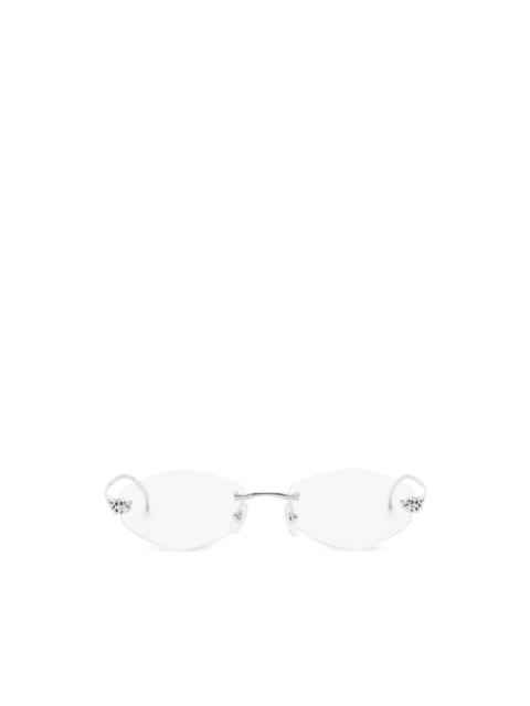 geometric-frame rimless glasses