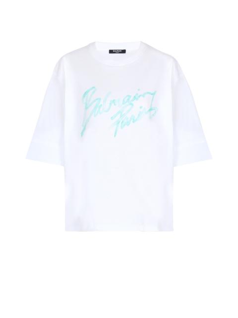 Boxy T-shirt with Balmain Paris Brush print