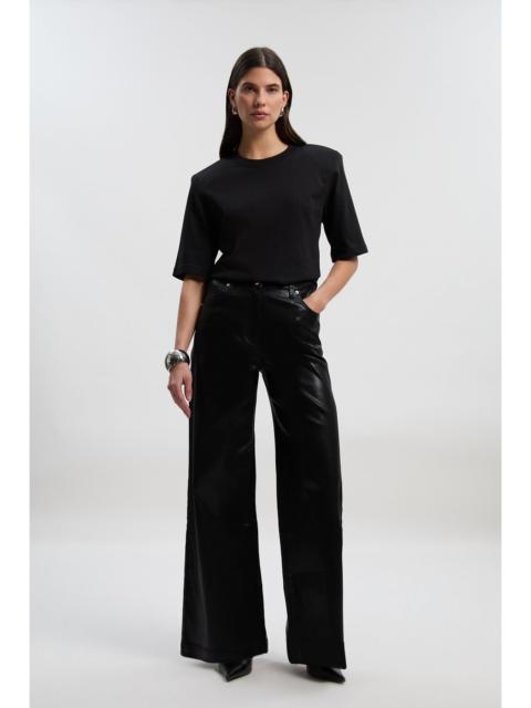 Metallic Coated Denim Wide Leg Jean