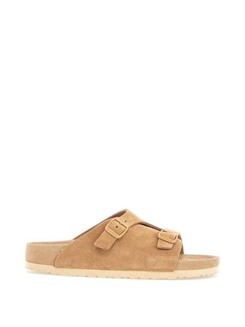 BEIGE SUEDE ZURICH SANDALS WITH ADJUSTABLE BUCKLES