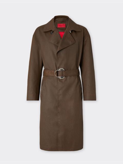 Vintage-effect technical gabardine trench coat
