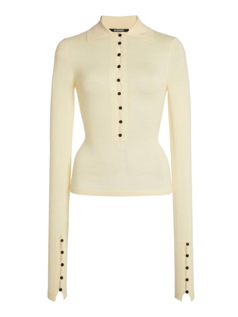 ML Wool-Blend Polo Top brown