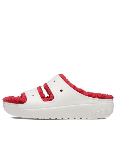 (WMNS) Crocs Classic Cozzzy Holiday Sweater Sandal 'White Red' 209227-90H