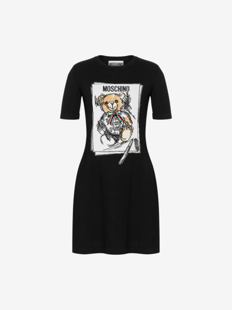 COTTON DRESS WITH MOSCHINO TEDDY BEAR