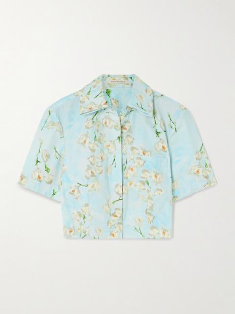 Natalie Cropped Floral-print Cotton-poplin Shirt