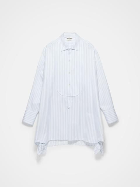 KNOTTED DETAIL SHIRT DRESS IN WHITE & BLUE