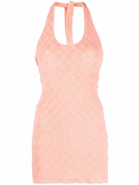 monogram-pattern towel dress