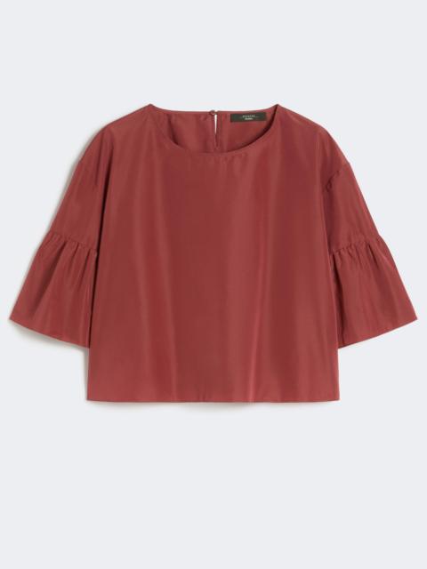 Cotton taffeta cropped blouse - CHERRY