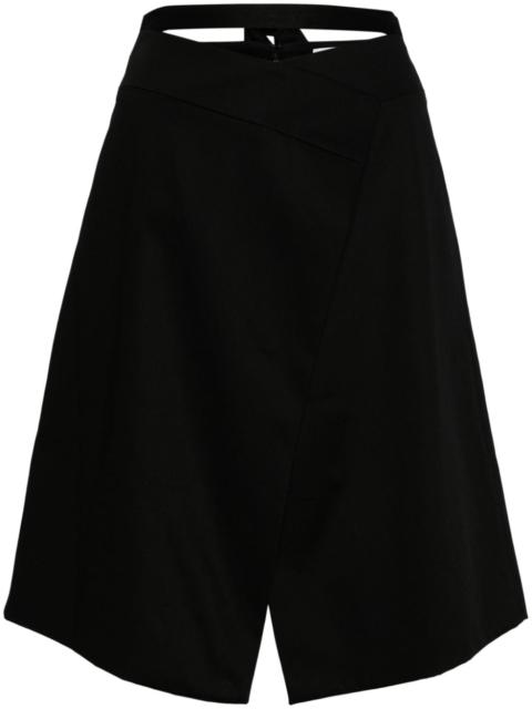 wraparound gabardine midi skirt