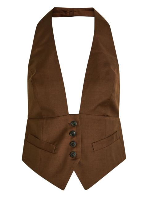 Alesis button halter-neck vest