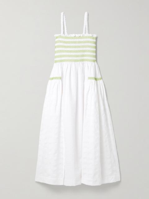 Jacob Smocked Paneled Cotton-blend Voile Midi Dress