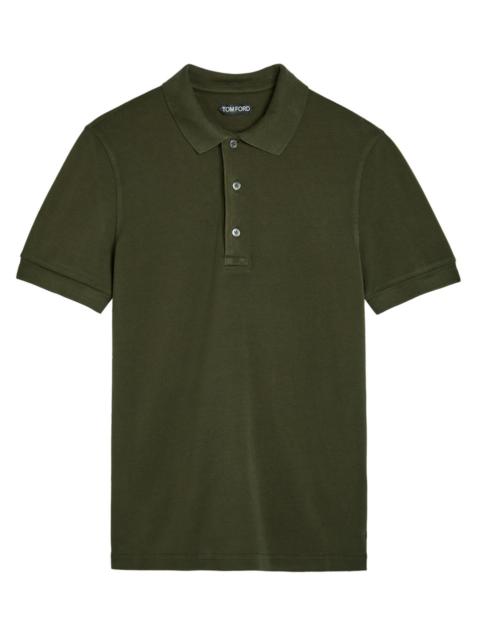 Tom Ford Logo-embroidered Piqué Lyocell and Cotton-blend Polo Shirt
