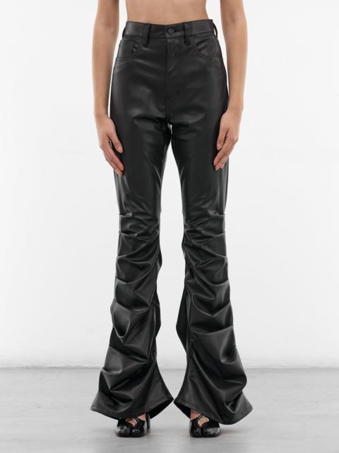 Vegan Leather Pleated Flare Pants