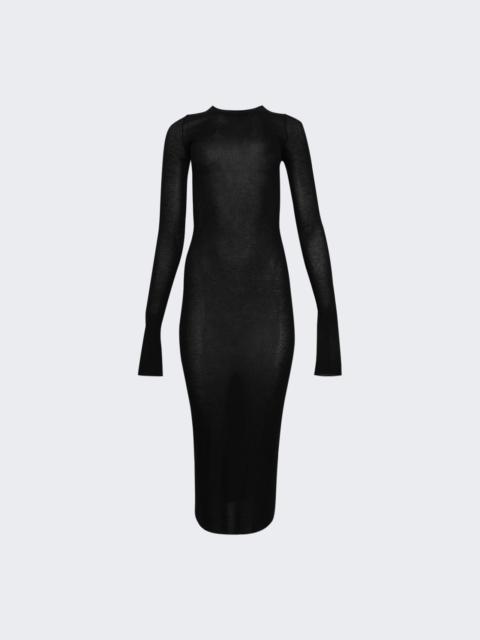 Rib Long Sleeve Dress Black