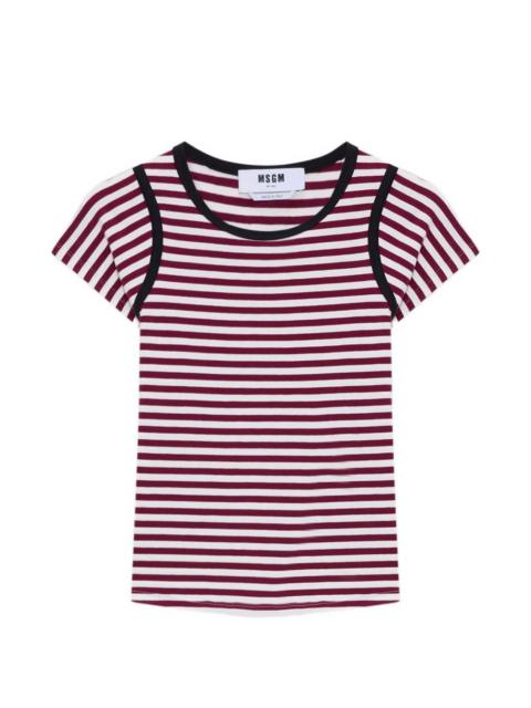 striped trim T-shirt