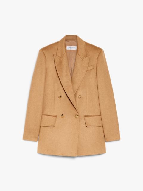 OLIMPIA Double-breasted sable-look camel blazer