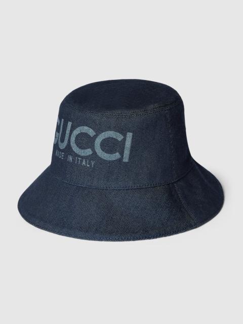 Lasered denim bucket hat