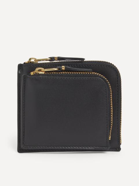 Outside Pocket Line Zip Around Leather Wallet