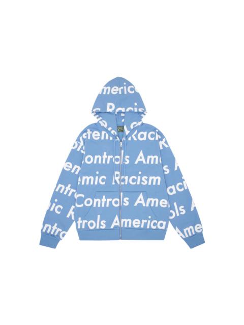 Denim Tears x Arthur Jafa Systemic Racism Controls America Zip Up Hoodie Dusty Blue