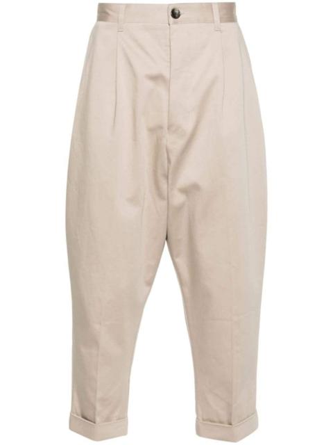 pleat-detail cotton trousers
