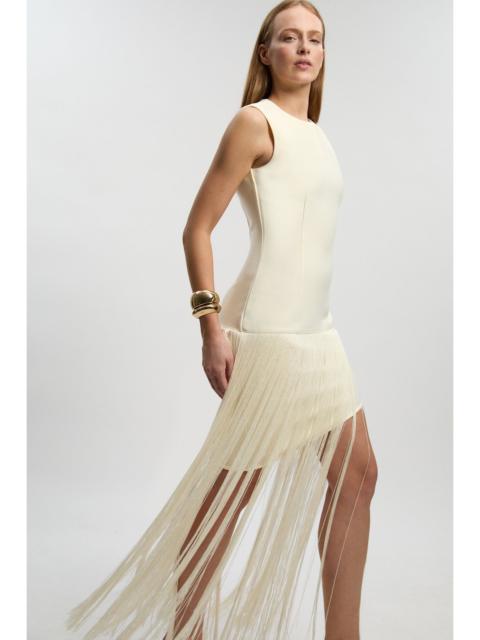 Figure Form Bandage Tassel Hem Knitted Dress