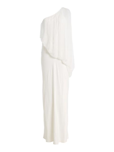 Solstice One-Shoulder Chiffon Maxi Dress ivory