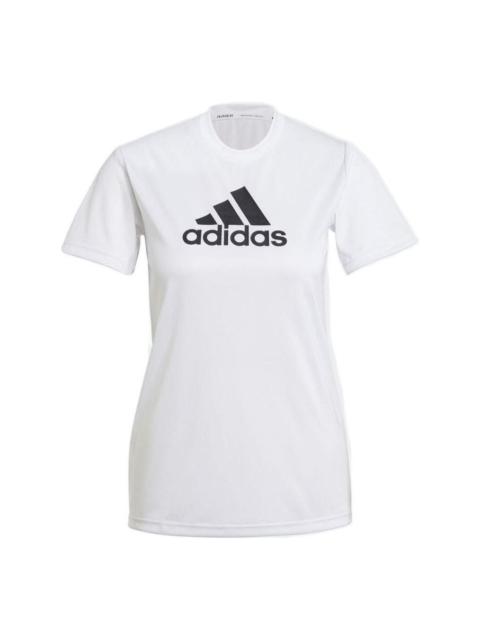 (WMNS) adidas Primeblue Designed 2 Move Logo Sport T-Shirt Asia Sizing 'White Black' GL3821