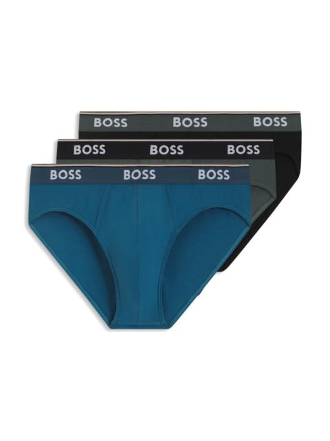 THREE-PACK OF STRETCH-COTTON BRIEFS WITH LOGO WAISTBANDS