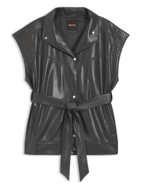 FAUX-LEATHER GILET WITH BELT