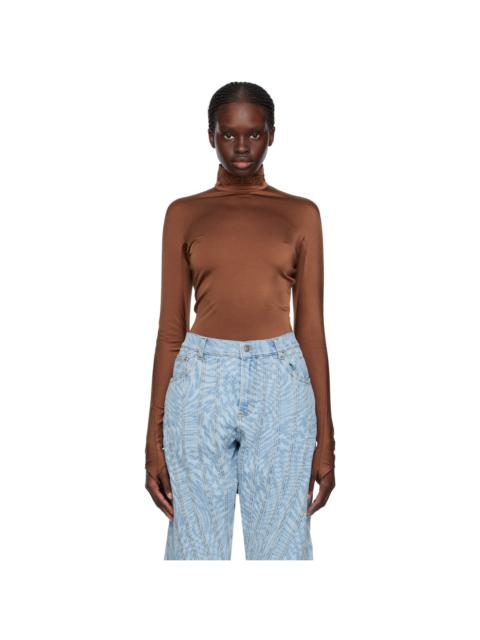 Brown Mock Neck Bodysuit