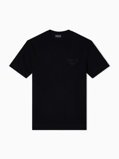 PIQUÉ JERSEY T-SHIRT WITH EAGLE PATCH