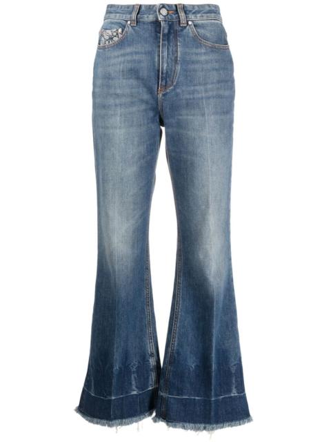 frayed-edge cropped jeans